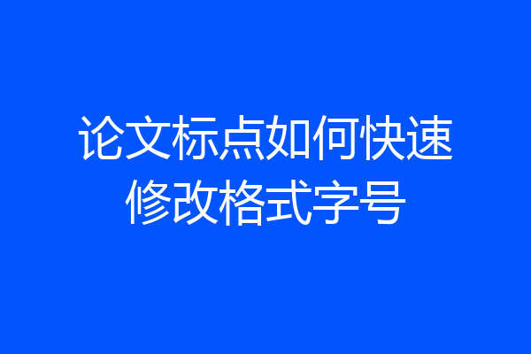 论文标点如何快速修改格式字号