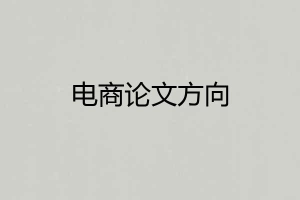 电商论文方向