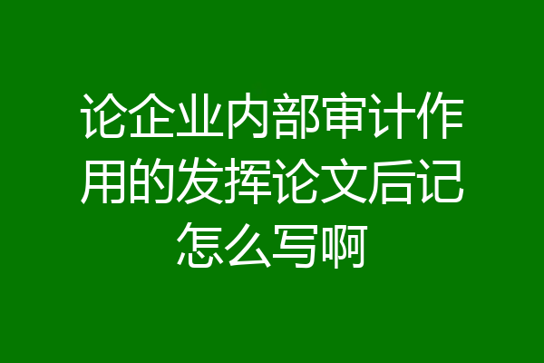 论企业内部审计作用的发挥论文后记怎么写啊