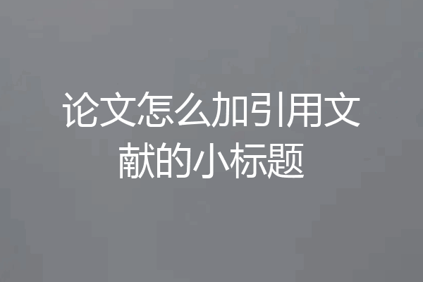 论文怎么加引用文献的小标题