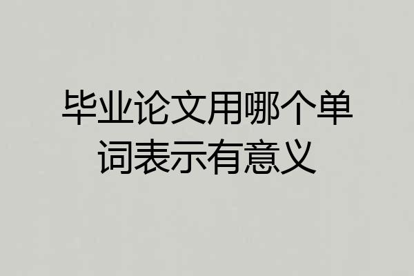 毕业论文用哪个单词表示有意义