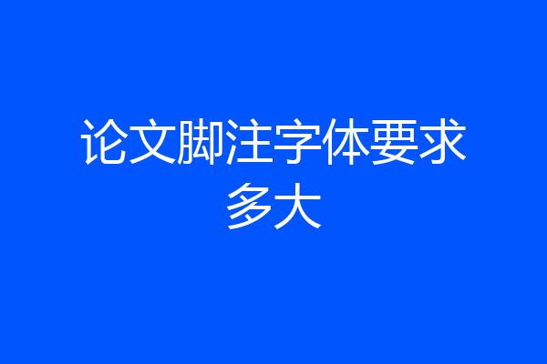 论文脚注字体要求多大