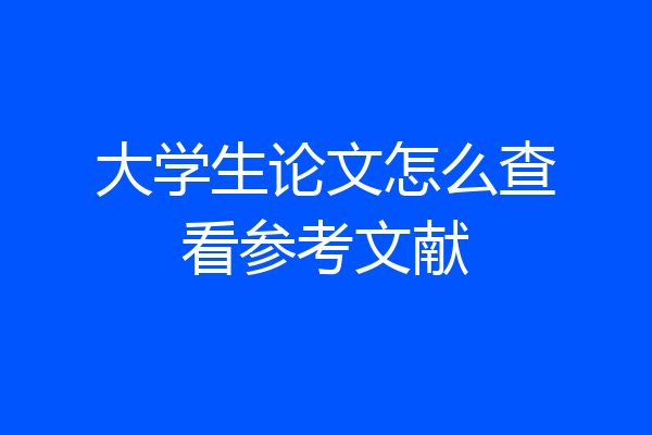 大学生论文怎么查看参考文献