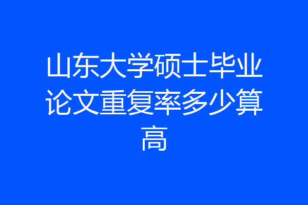山东大学硕士毕业论文重复率多少算高