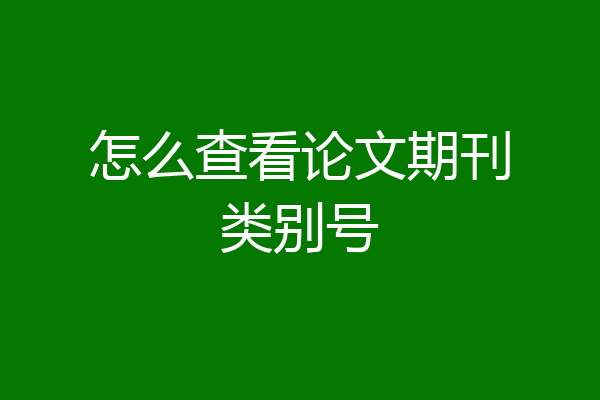 怎么查看论文期刊类别号