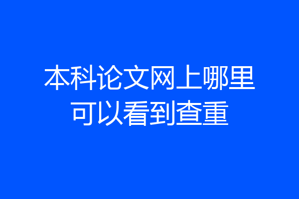 本科论文网上哪里可以看到查重