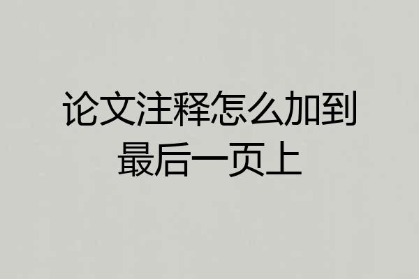 论文注释怎么加到最后一页上