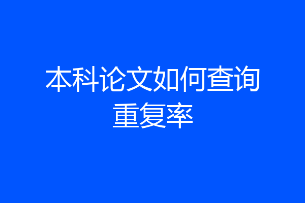 本科论文如何查询重复率