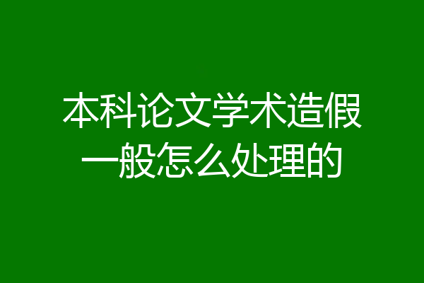 本科论文学术造假一般怎么处理的