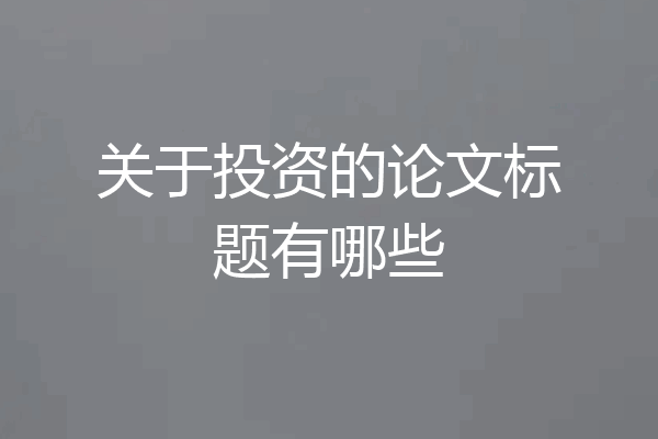 关于投资的论文标题有哪些