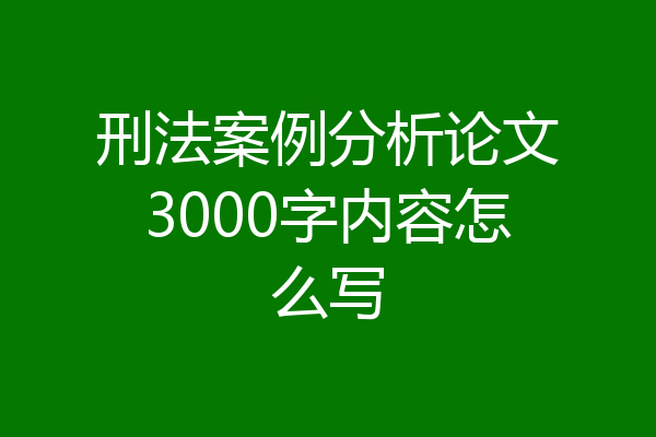 刑法案例分析论文3000字内容怎么写