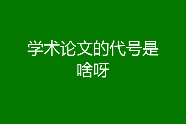 学术论文的代号是啥呀