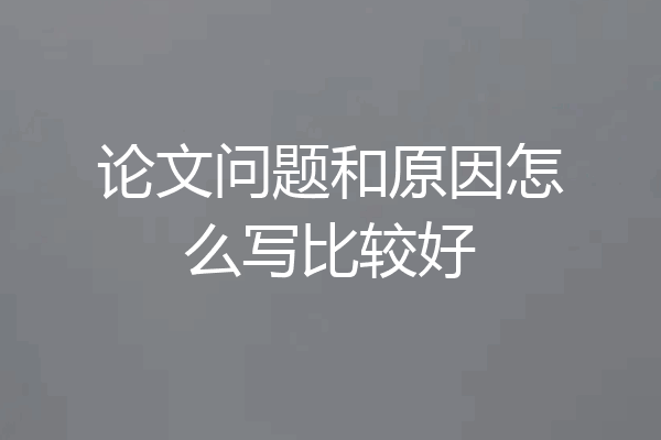 论文问题和原因怎么写比较好
