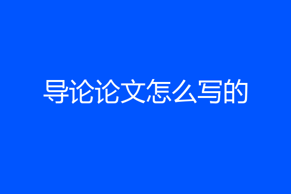 导论论文怎么写的