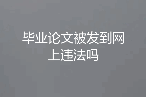 毕业论文被发到网上违法吗