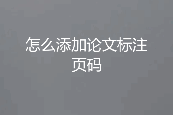 怎么添加论文标注页码