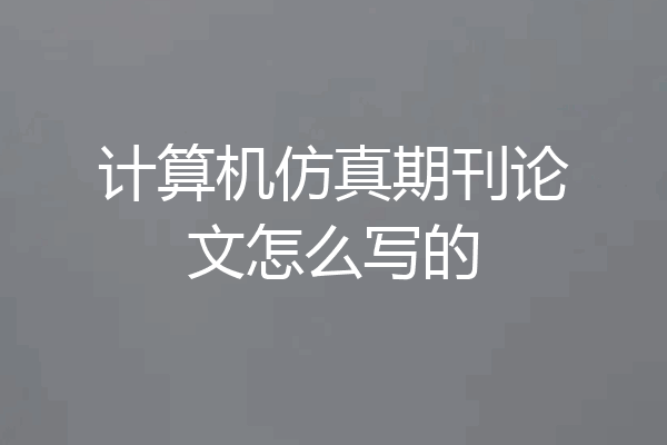 计算机仿真期刊论文怎么写的