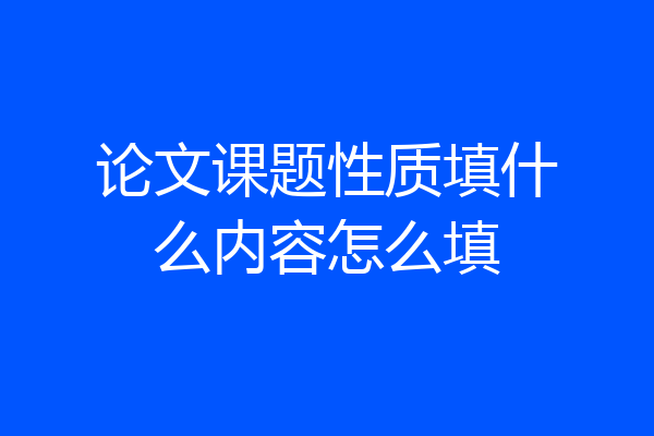 论文课题性质填什么内容怎么填
