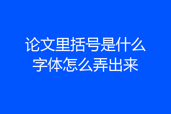 论文里括号是什么字体怎么弄出来