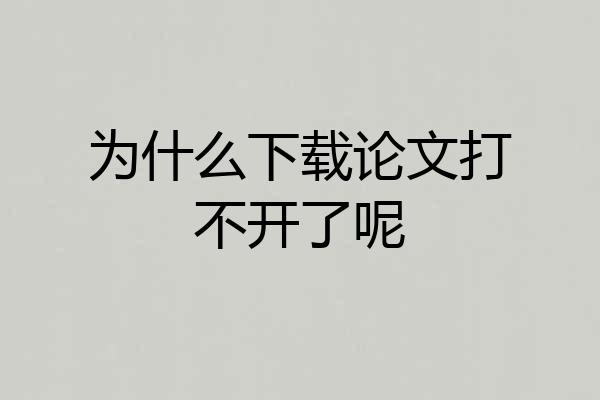 为什么下载论文打不开了呢