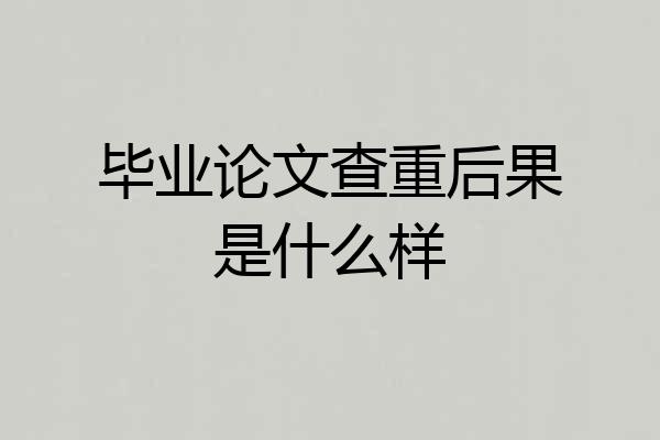 毕业论文查重后果是什么样