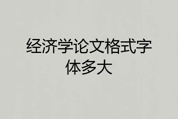 经济学论文格式字体多大