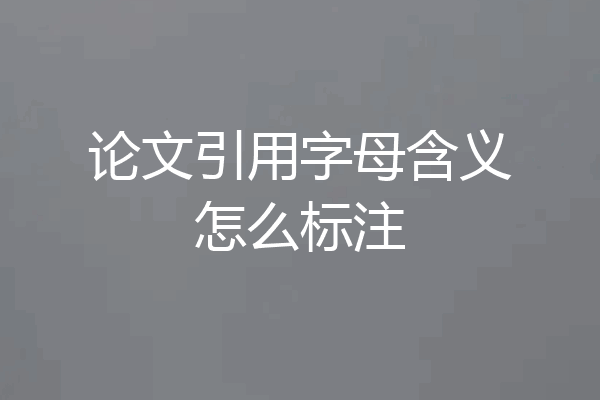 论文引用字母含义怎么标注