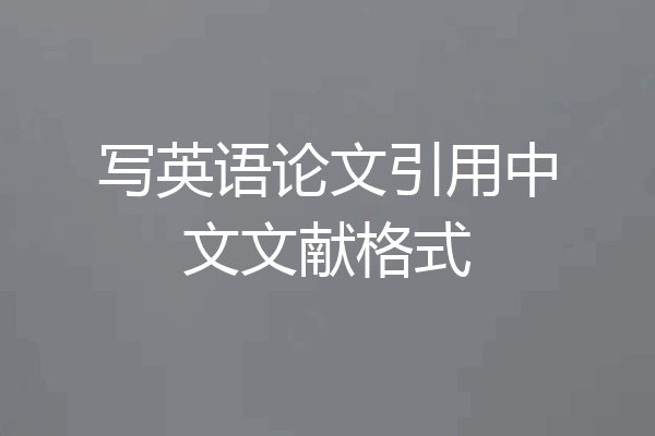 写英语论文引用中文文献格式