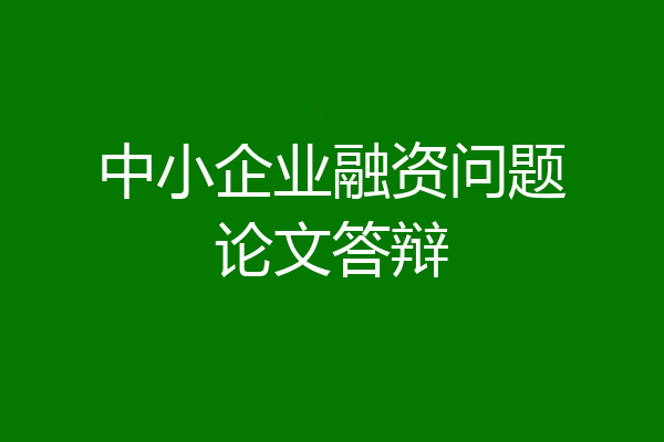 中小企业融资问题论文答辩