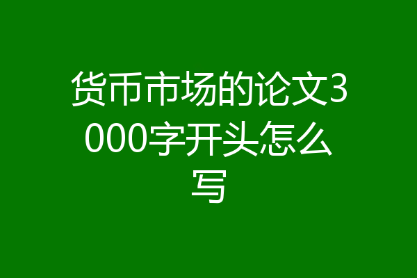 货币市场的论文3000字开头怎么写