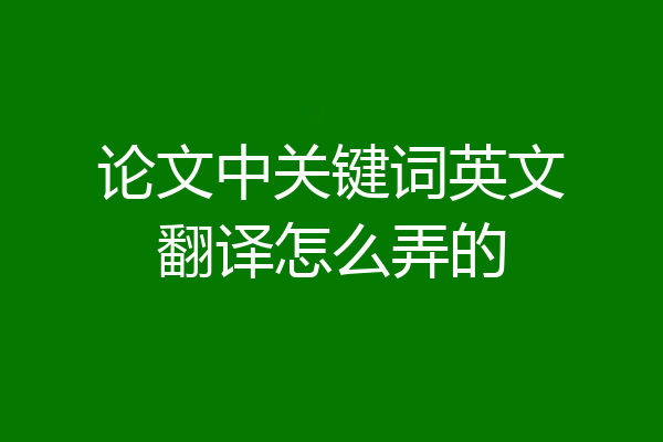 论文中关键词英文翻译怎么弄的