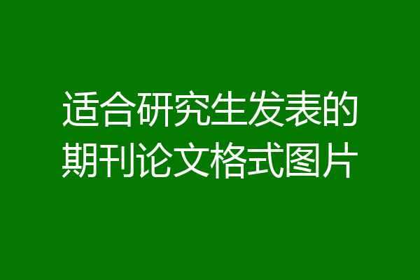 适合研究生发表的期刊论文格式图片