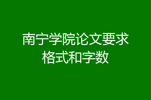 南宁学院论文要求格式和字数