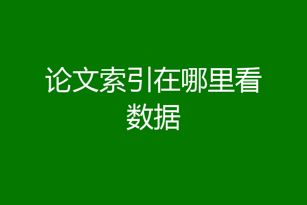 论文索引在哪里看数据