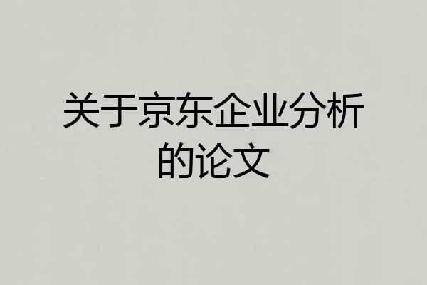 关于京东企业分析的论文