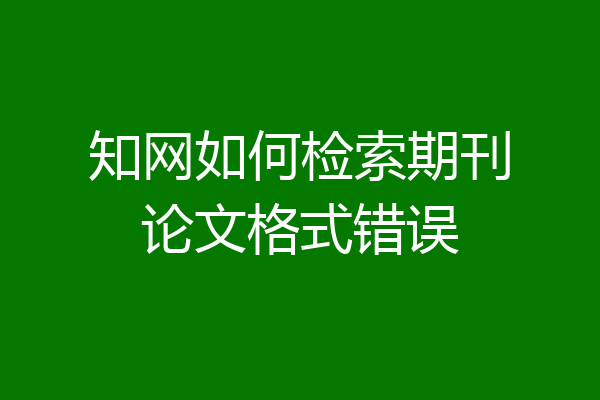 知网如何检索期刊论文格式错误
