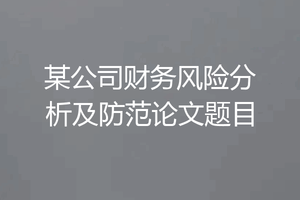 某公司财务风险分析及防范论文题目