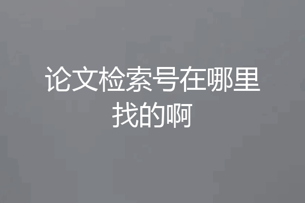 论文检索号在哪里找的啊