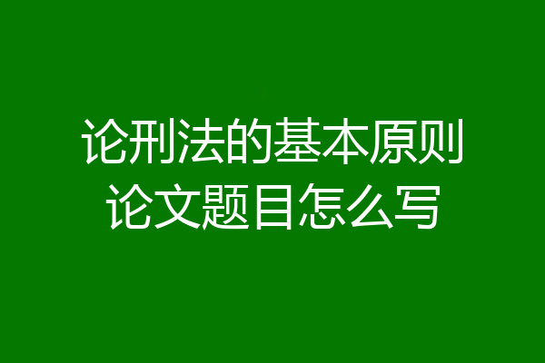 论刑法的基本原则论文题目怎么写