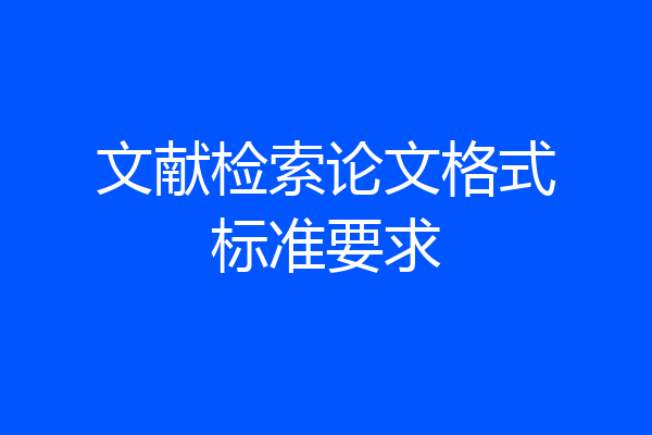文献检索论文格式标准要求