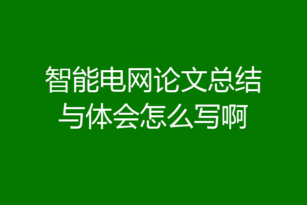智能电网论文总结与体会怎么写啊