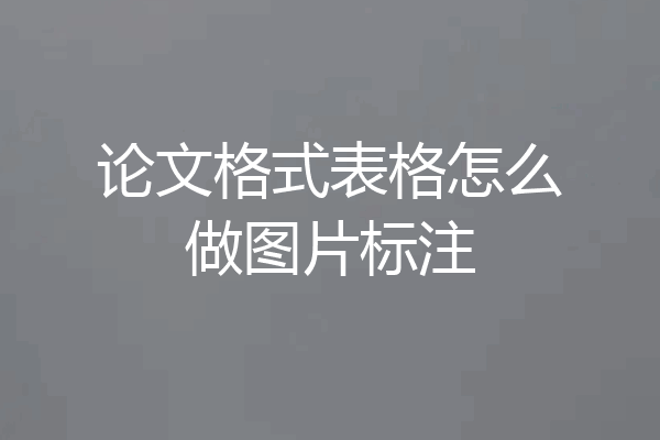 论文格式表格怎么做图片标注