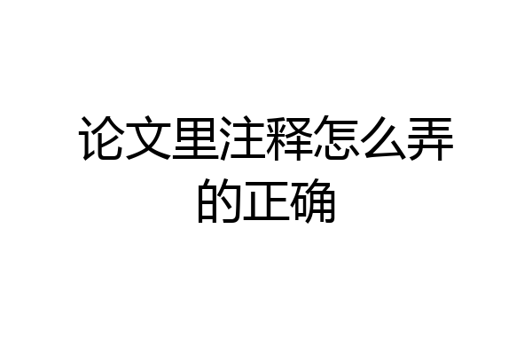 论文里注释怎么弄的正确
