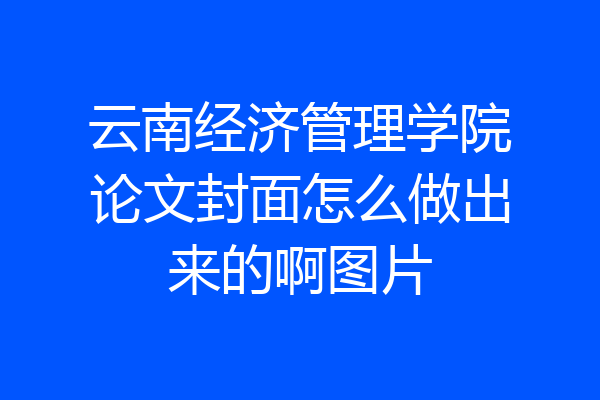 云南经济管理学院论文封面怎么做出来的啊图片