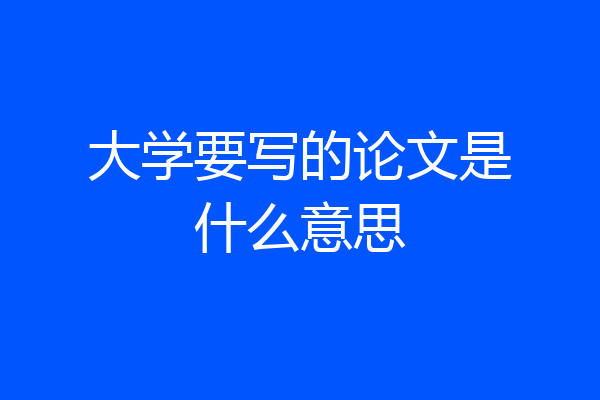 大学要写的论文是什么意思