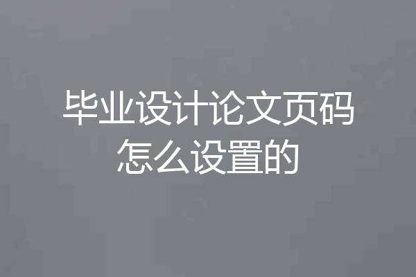 毕业设计论文页码怎么设置的