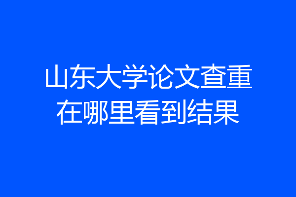 山东大学论文查重在哪里看到结果