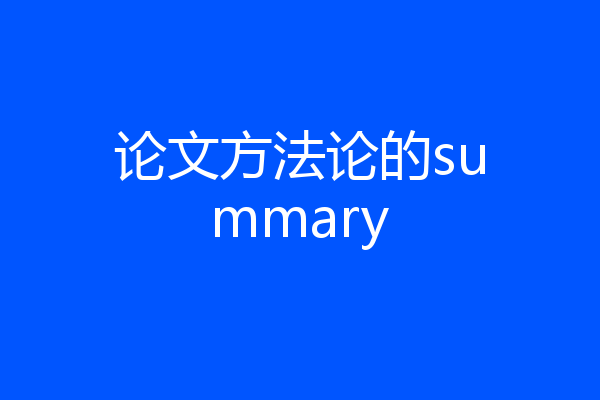 论文方法论的summary