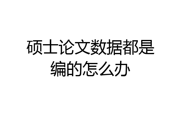 硕士论文数据都是编的怎么办