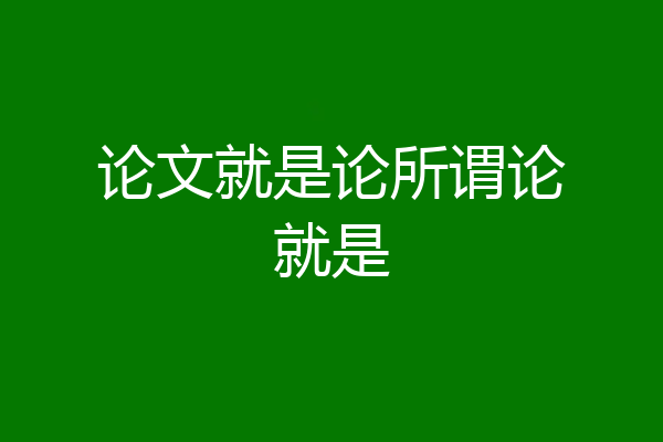 论文就是论所谓论就是